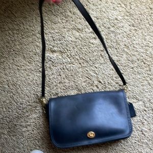 Black leather authentic vintage coach bag